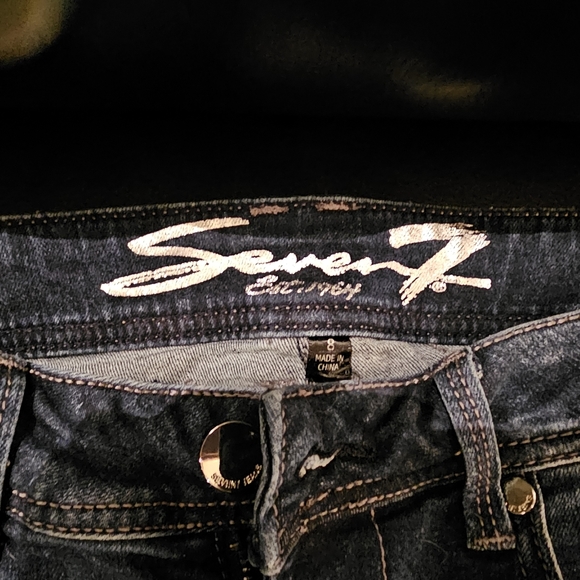 Seven7 skinny jeans with pink and silver rhinestones and paint splatter - Picture 3 of 3